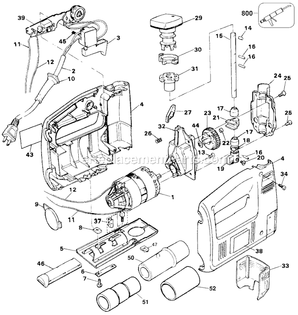Page A Diagram and Parts List for TS430 Type 5 Black and Decker Jig Saw